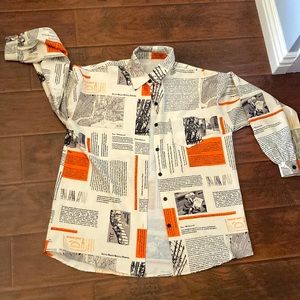 Newspaper Button up shirt, Shein, LG